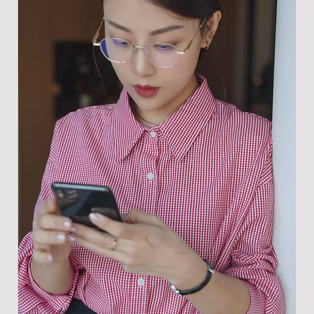 XIYE&W【红蓝格子衬衫】休闲格子衬衫