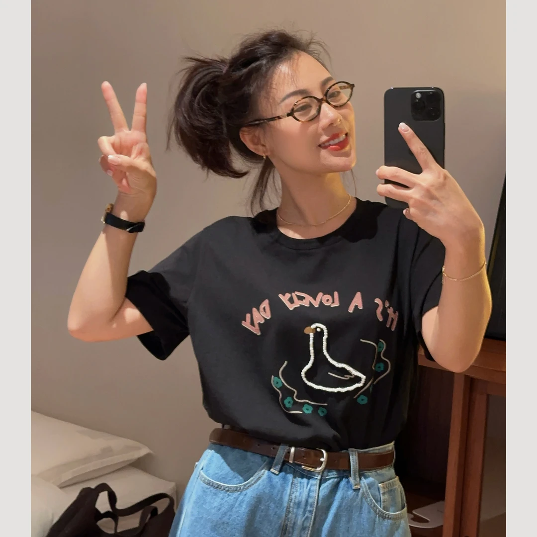 XIYE&W【珍珠鸭】印花T恤