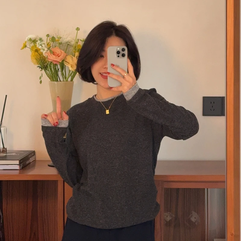 XIYE&W【陨石假两件】百搭长袖打底衫