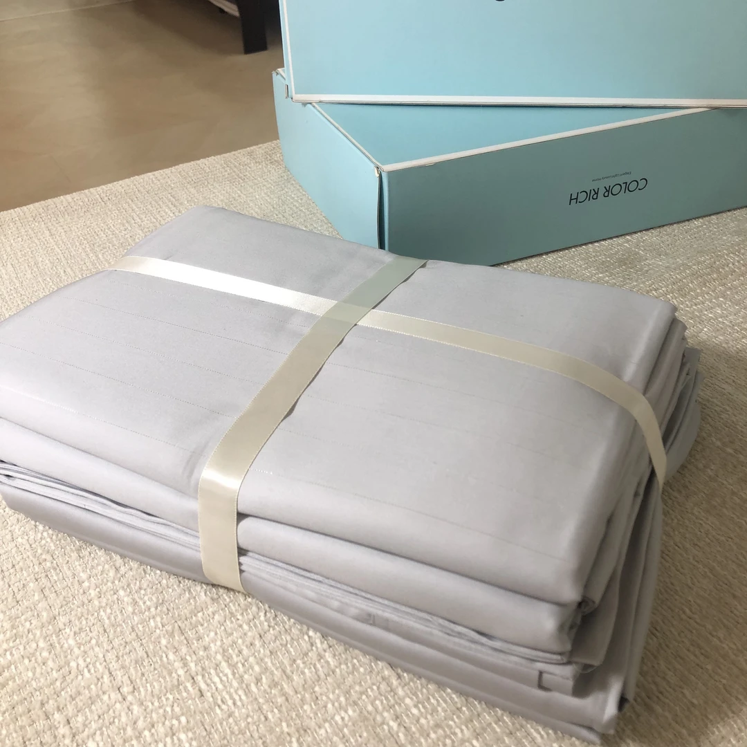 实体专版定制 银线贡缎四件套 a面银线 冰河灰 柔软舒适 略有微瑕