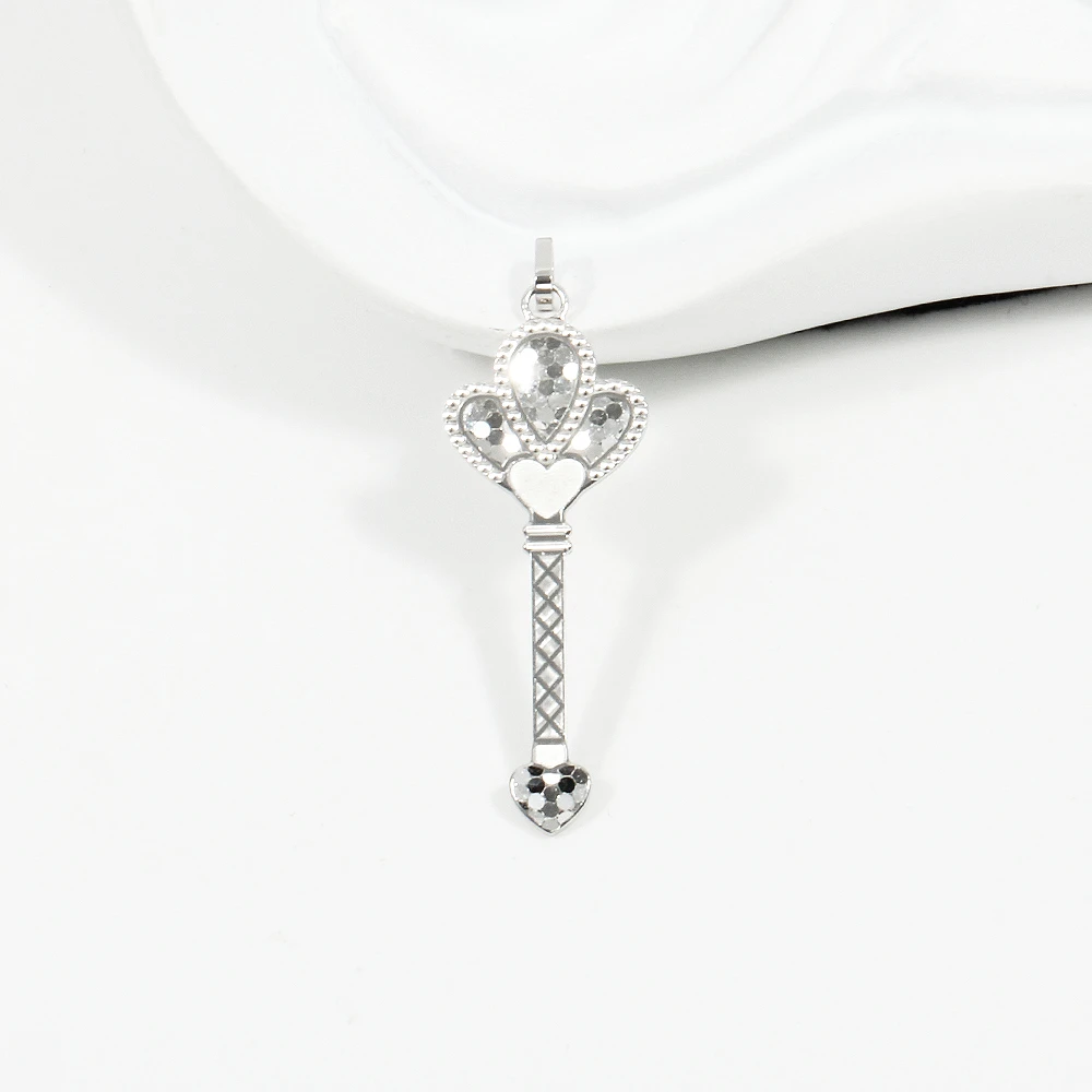 PT990铂金皇冠爱心钥匙吊坠 气质轻奢时尚百搭灵动简约小众CX1013