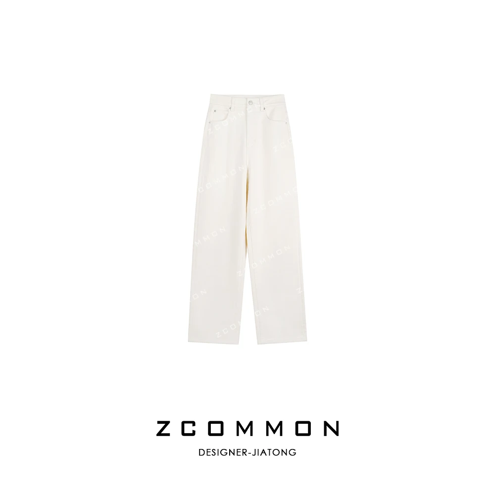 Z common【加绒原牛】冬季燕麦色直筒牛仔裤百搭保暖休闲裤 2407093