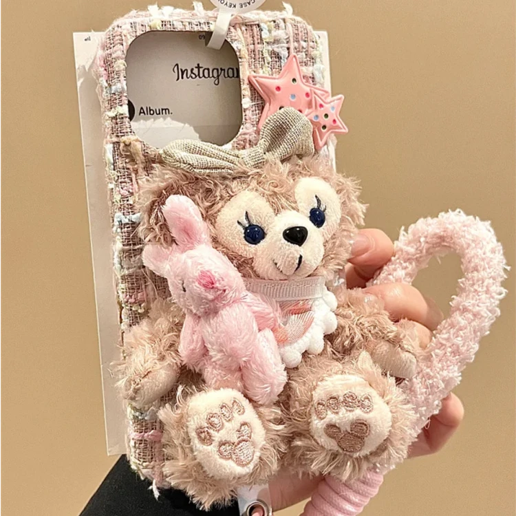 绒布小香风立体星星雪莉玫适用苹果16pro手机壳15手提14promax女