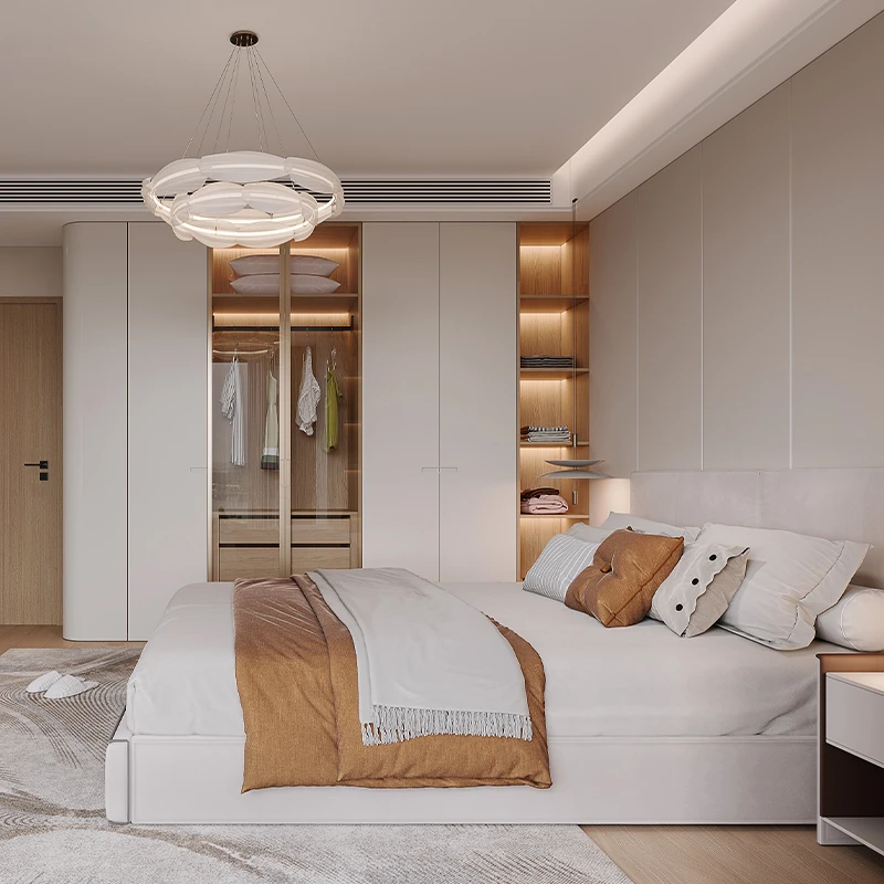 玛格卧室衣柜定制玻璃衣柜梳妆台柜体一体组合柜定做整体简约衣柜