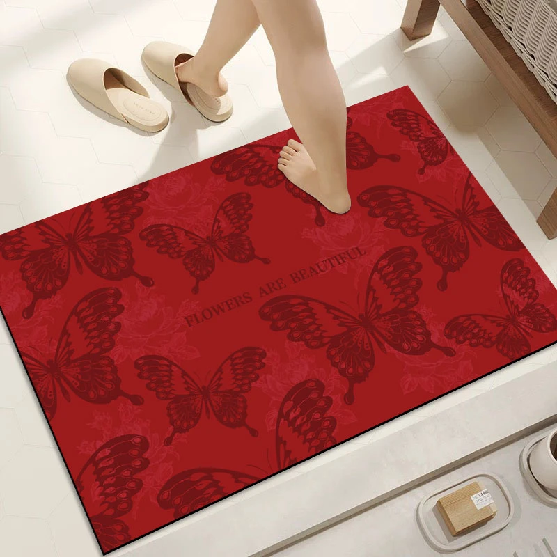 卫生间喜庆轻奢浴室卧室吸水防滑耐磨地垫家用浴室吸水垫速干脚垫