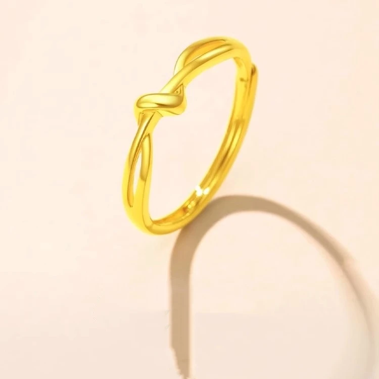 足银戒指 足银外包金 扭结莫比乌斯戒指女活口指环送女生节日礼物