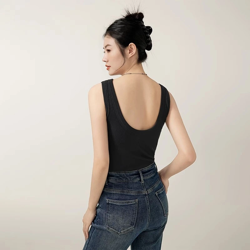 美洋MEIYANG【特卖】卡戴珊美背自带bra立体大U领防走光打底背心