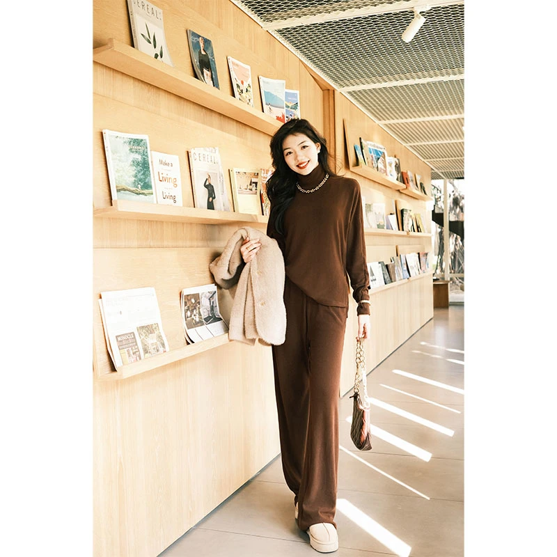 美洋MEIYANG【特卖捡漏】茶歇套装 醋酸羊毛磨毛半高领针织裤