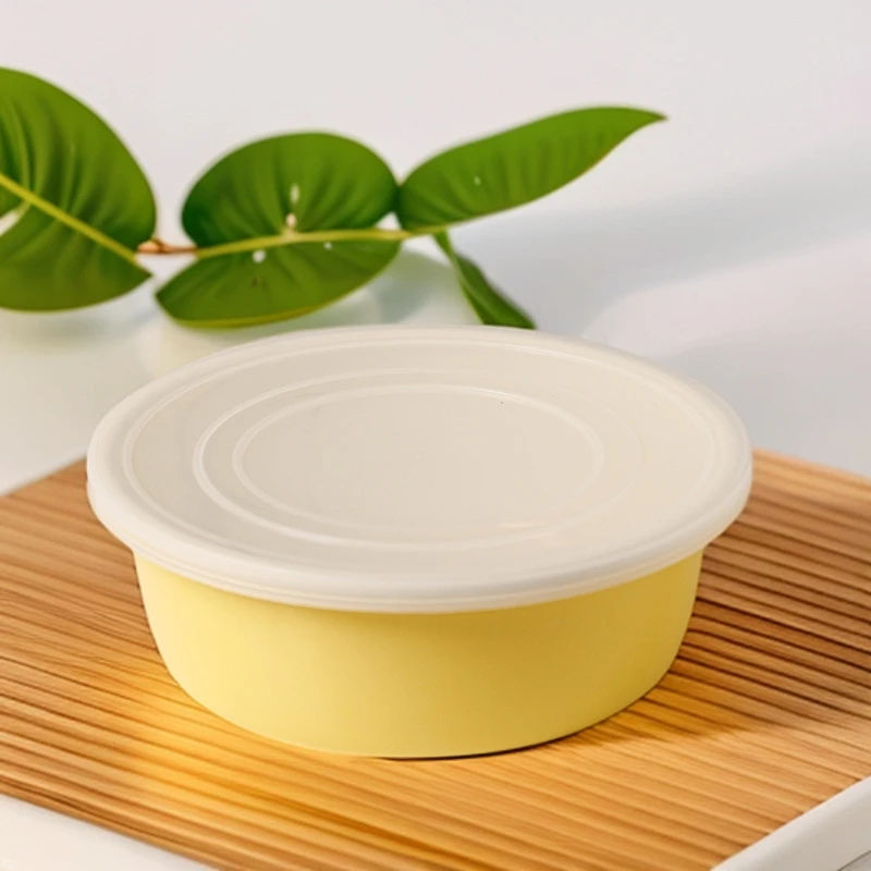 20CM 黄色 ins风圆形烤盘保鲜盒带盖子可加热