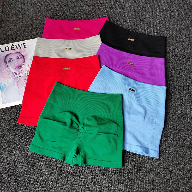 蜜桃臀健身短裤女运动提臀欧美瑜伽短裤翘臀高腰收腹高弹紧身裤