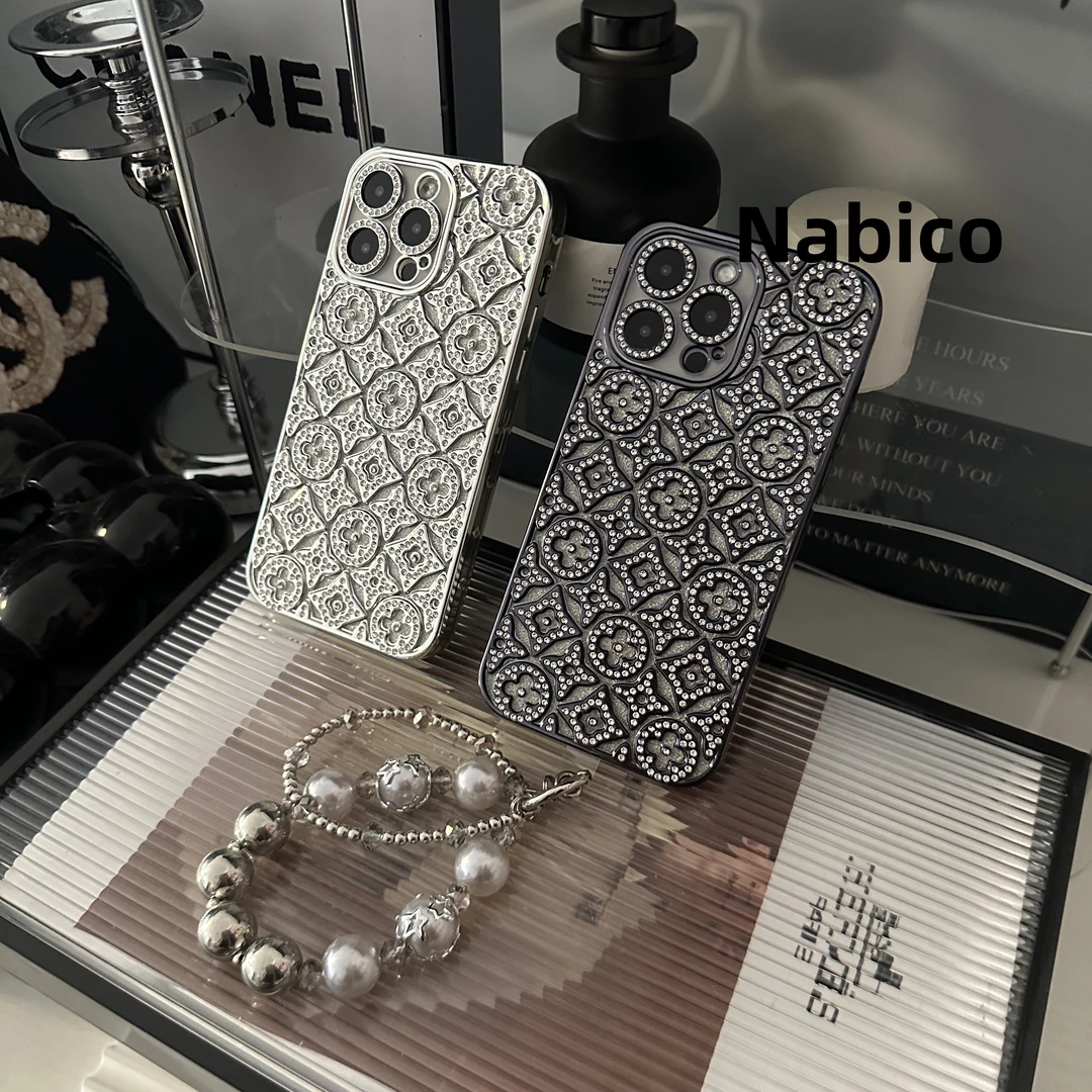 【闪钻老花】轻奢全包电镀苹果14promax手机壳适用于ipone15pro/13