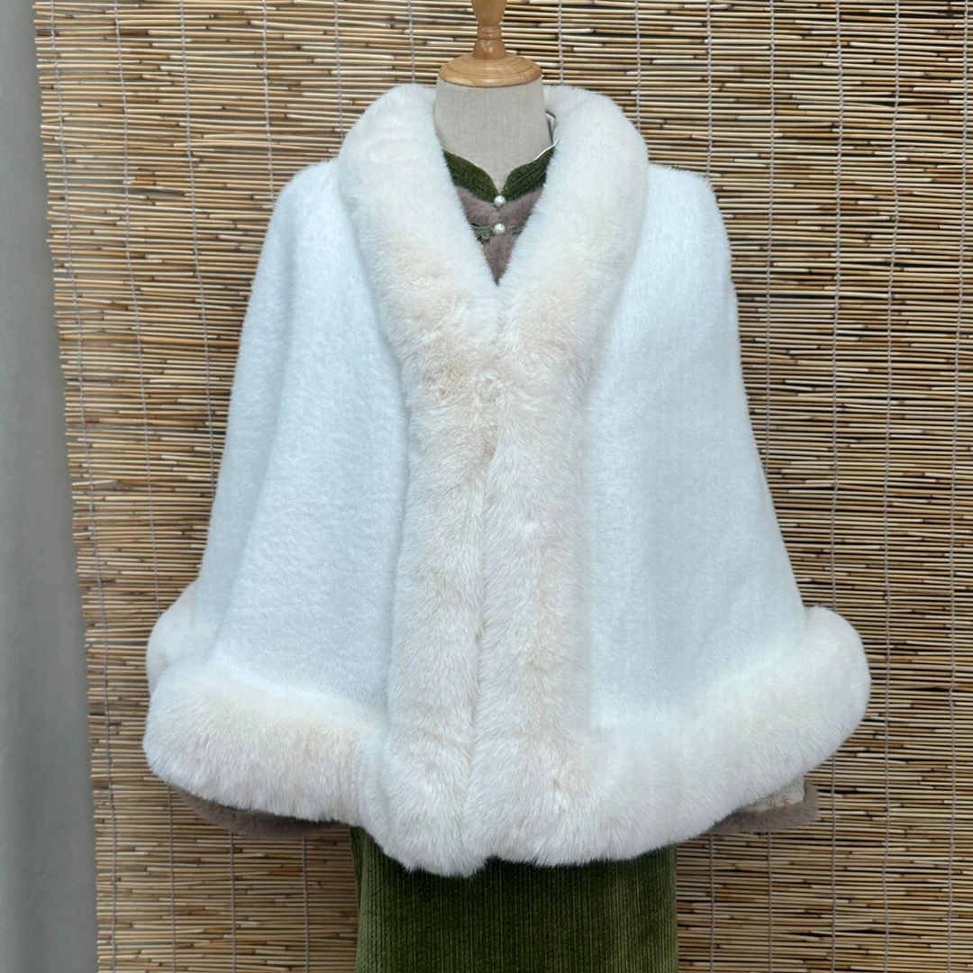 【福利款加厚】白色披肩搭配旗袍新款2024秋冬季新中式外搭开衫