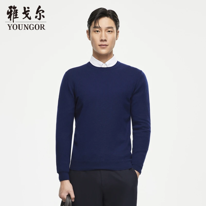 【100绵羊毛】雅戈尔秋冬季男士新款休闲圆领保暖纯羊毛针织衫商