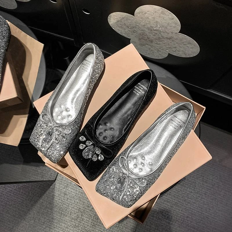 2.5cm 超闪方头水钻单鞋2024年秋季时尚内增高纯色MK680