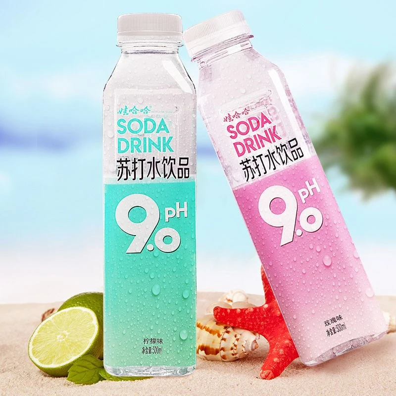 娃哈哈PH9.0柠檬味玫瑰味弱碱苏打水饮料500ml*15整箱装饮用水