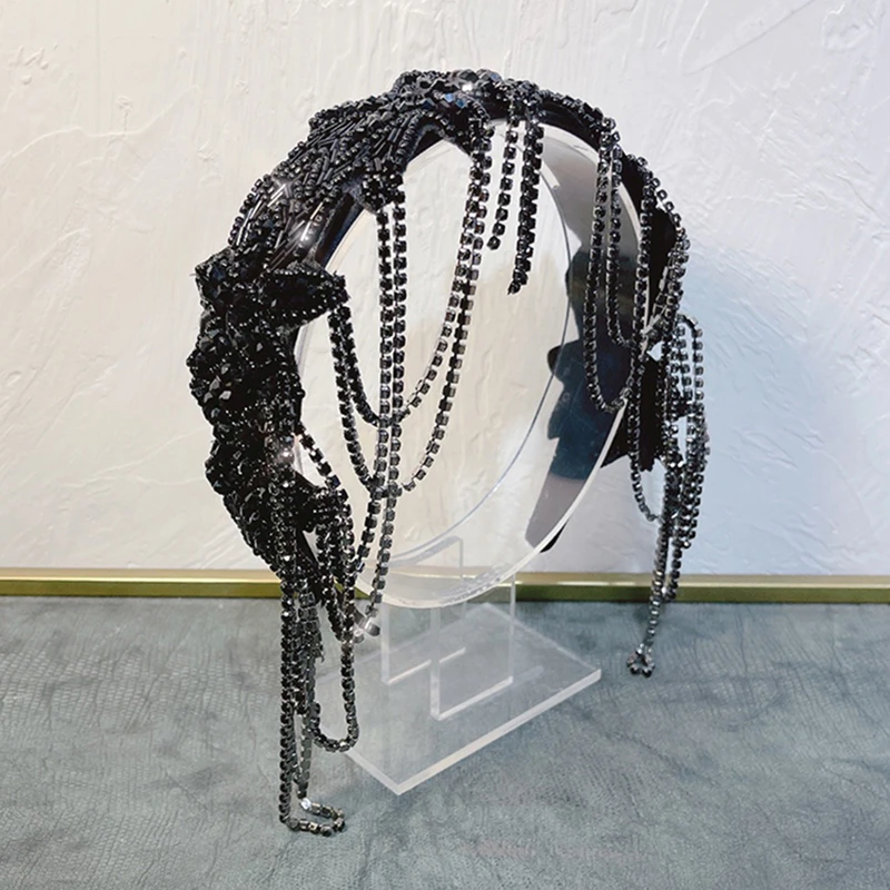 轻奢复古满钻流苏发箍高级感网红名媛宫廷风头箍设计感小众发饰女