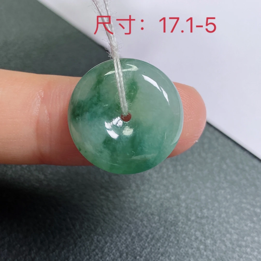 缅甸天然A货翡翠 翡翠平安扣吊坠玉石珠宝飘花平安扣