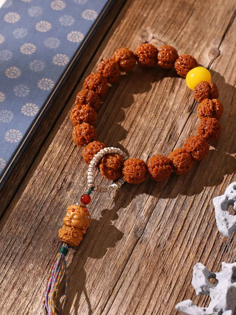 五瓣满蜂窝无尘打底安娜籽金刚度母手持（配饰为非天然宝石）