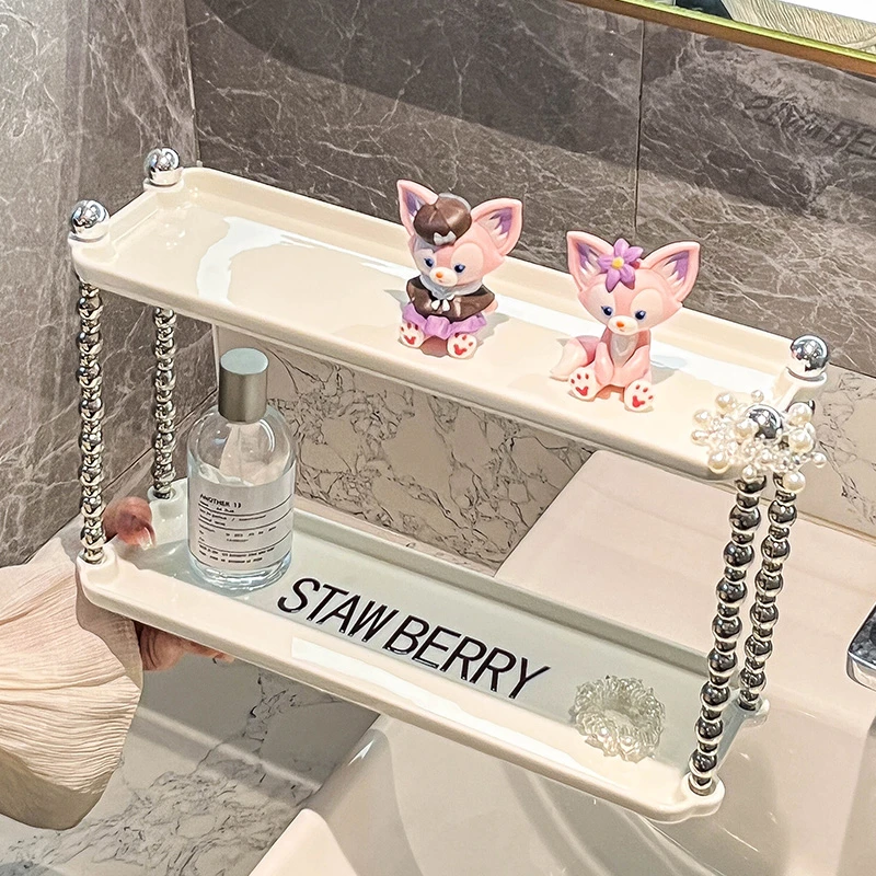 轻奢卫生间置物架浴室厕所洗手台洗漱台收纳架台面化妆品收纳盒