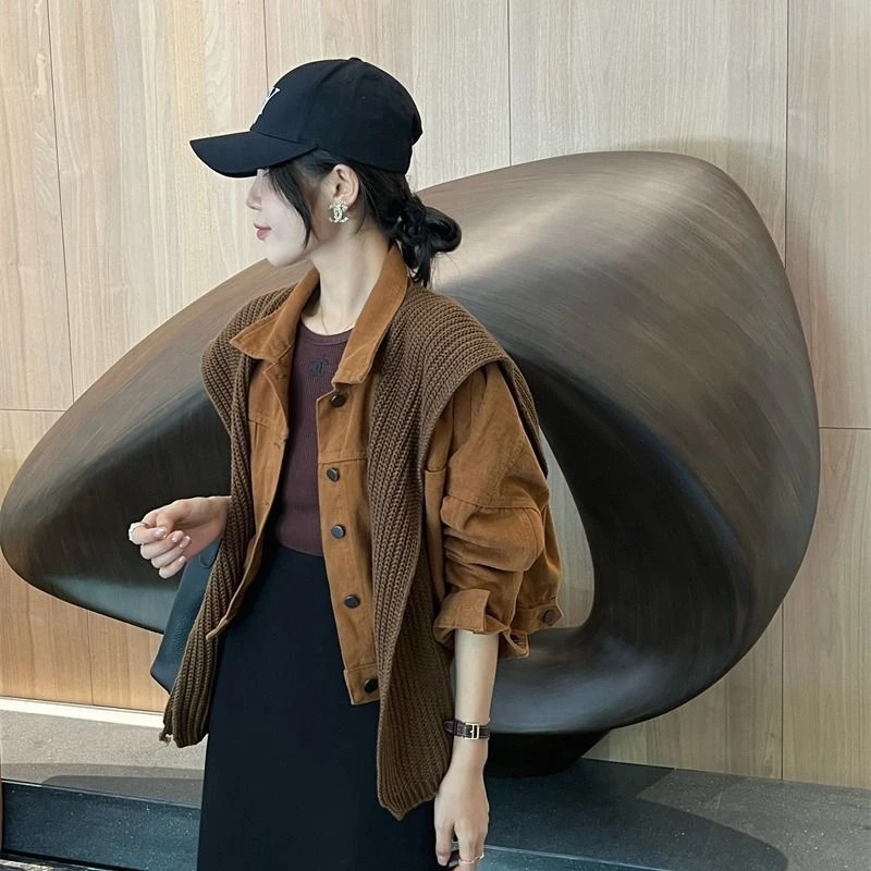 短款牛仔外套女带披肩韩版宽松2023新款春秋小个子夹克上衣潮ins