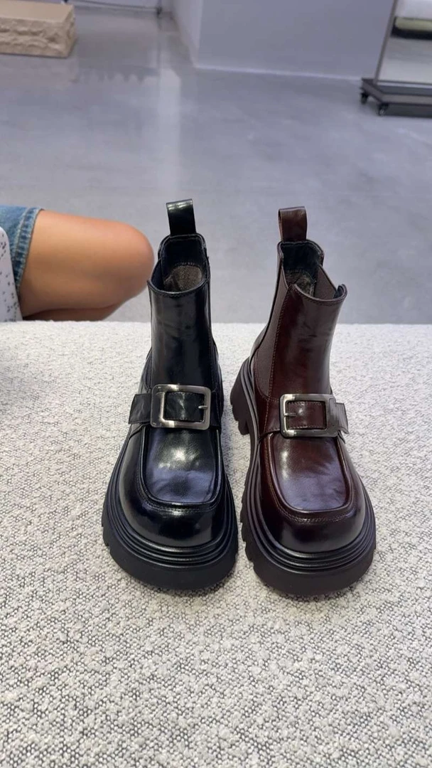 复古英伦风搭扣马丁靴时尚厚底百搭短靴