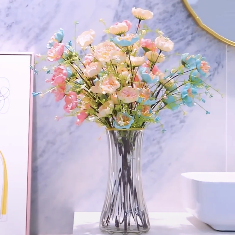 【10支装】轻奢高档仿真花粉蝶摆设杜鹃花假花客厅餐桌干花束装饰花