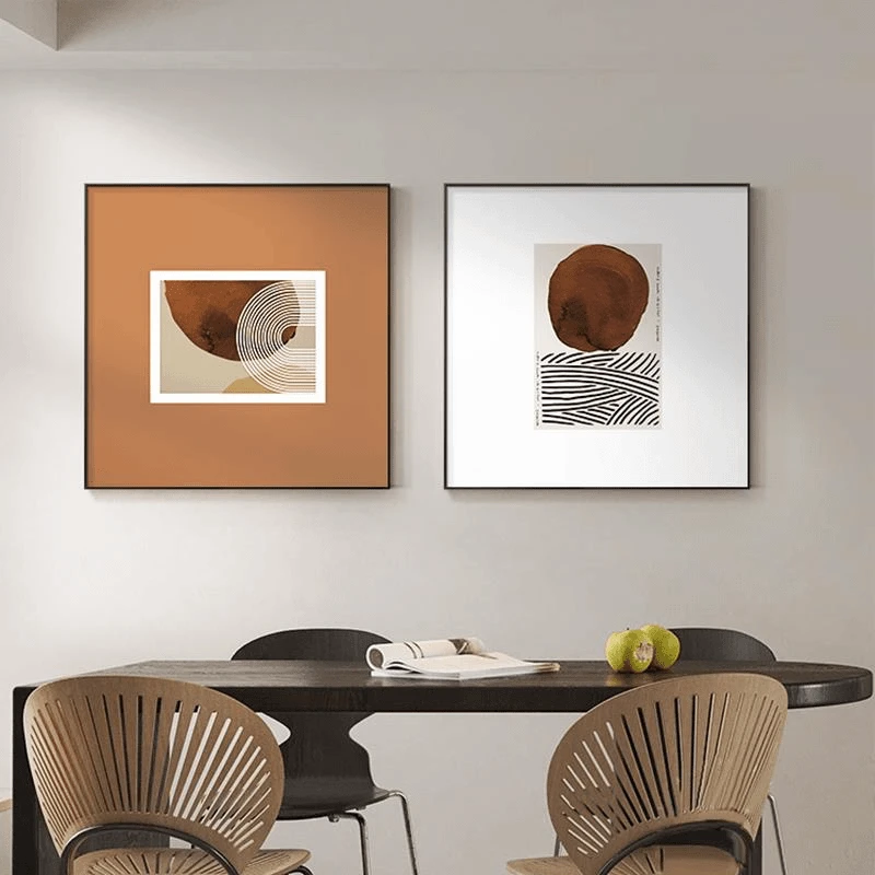 时来运转手工砂岩肌理装饰画现代简约抽象饭厅挂画高级感方形餐厅