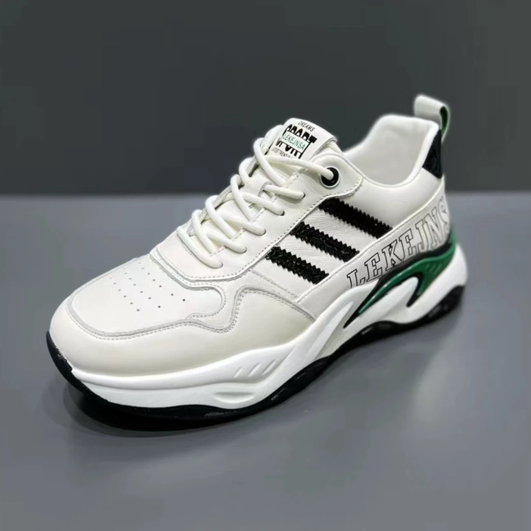 欧洲站男鞋欧货潮牌2024春秋舒适时尚真皮跑步鞋透气鞋休闲运动鞋