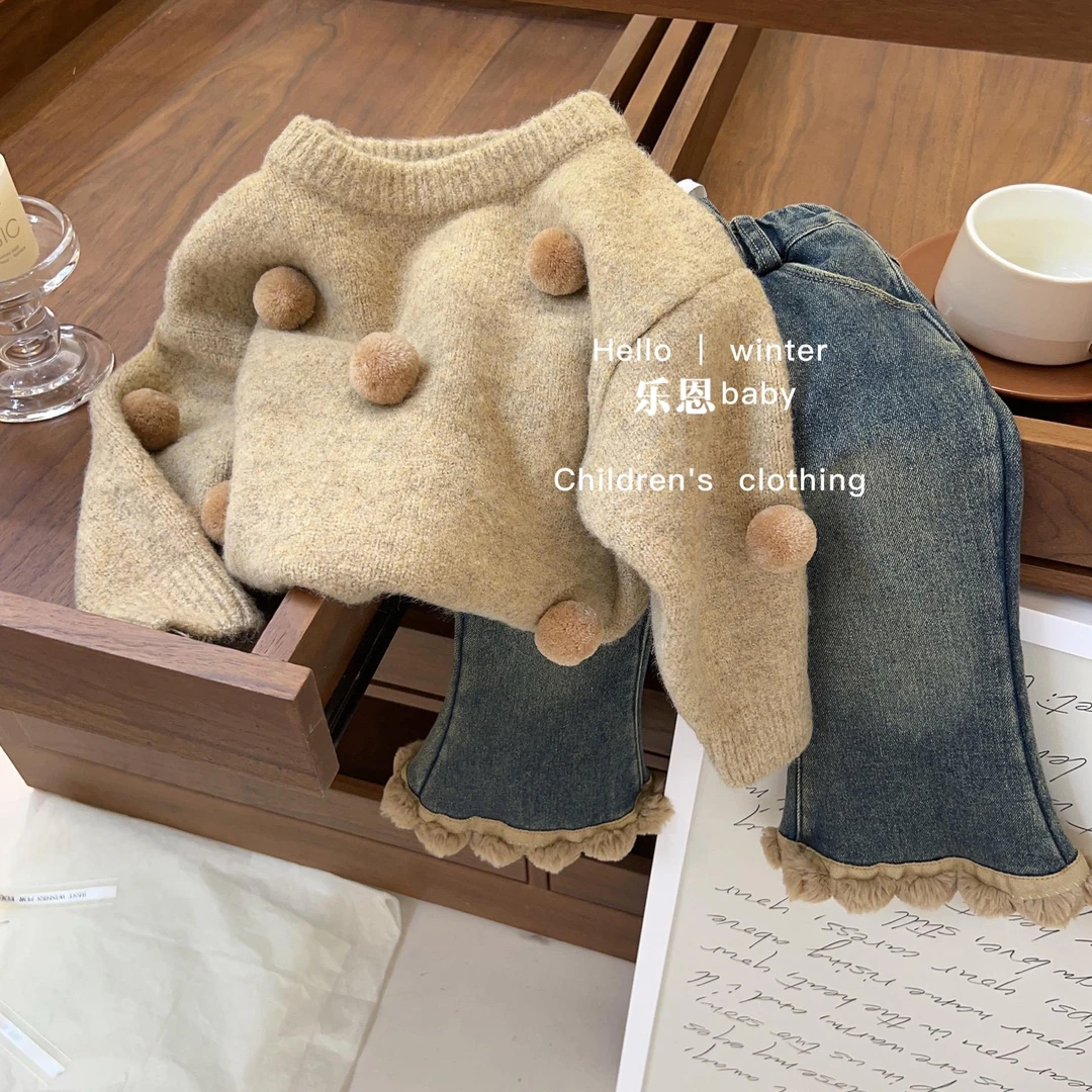 宝宝毛衣女宝洋气针织套头上衣2023新款秋装时髦公主童装女童衣服