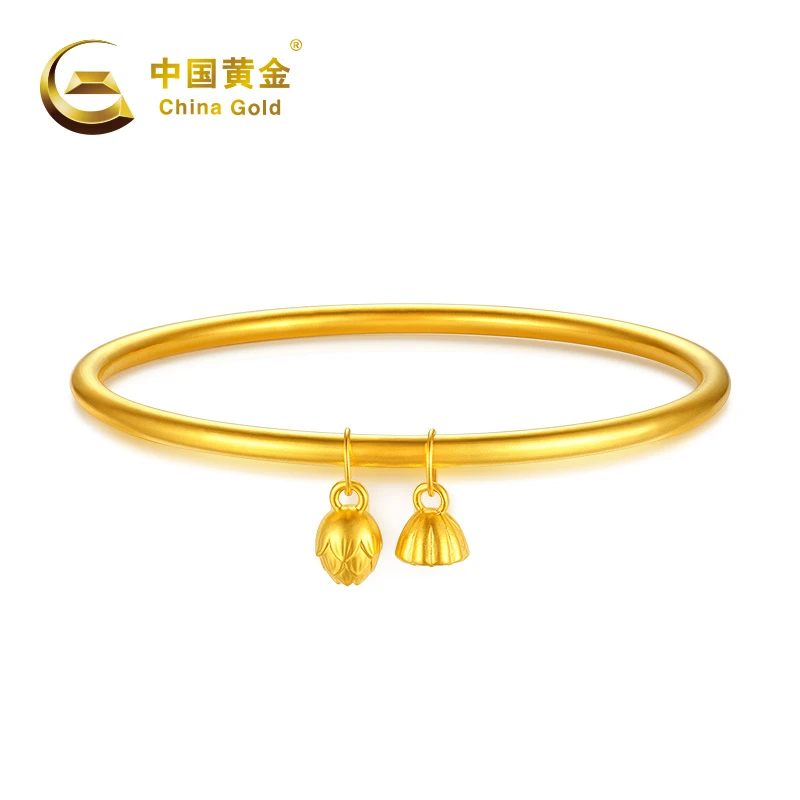 足金【中国黄金】SY20072# 两世欢足金素圈手镯子#60传承五金女孩