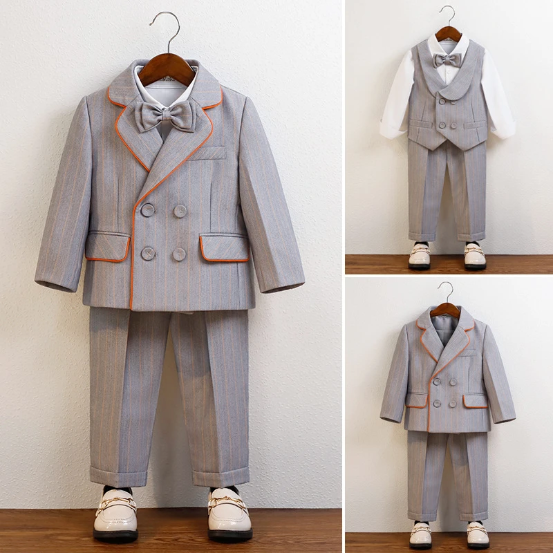 男童礼服套装秋冬款儿童西装英伦帅气周岁花童西服钢琴主持演出服