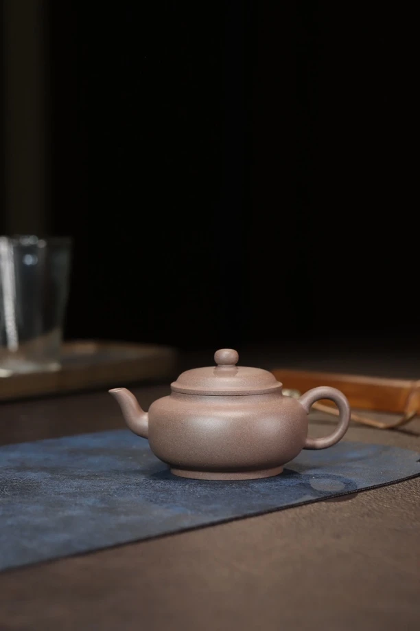 宜兴紫砂壶零添加青灰泥书扁130cc