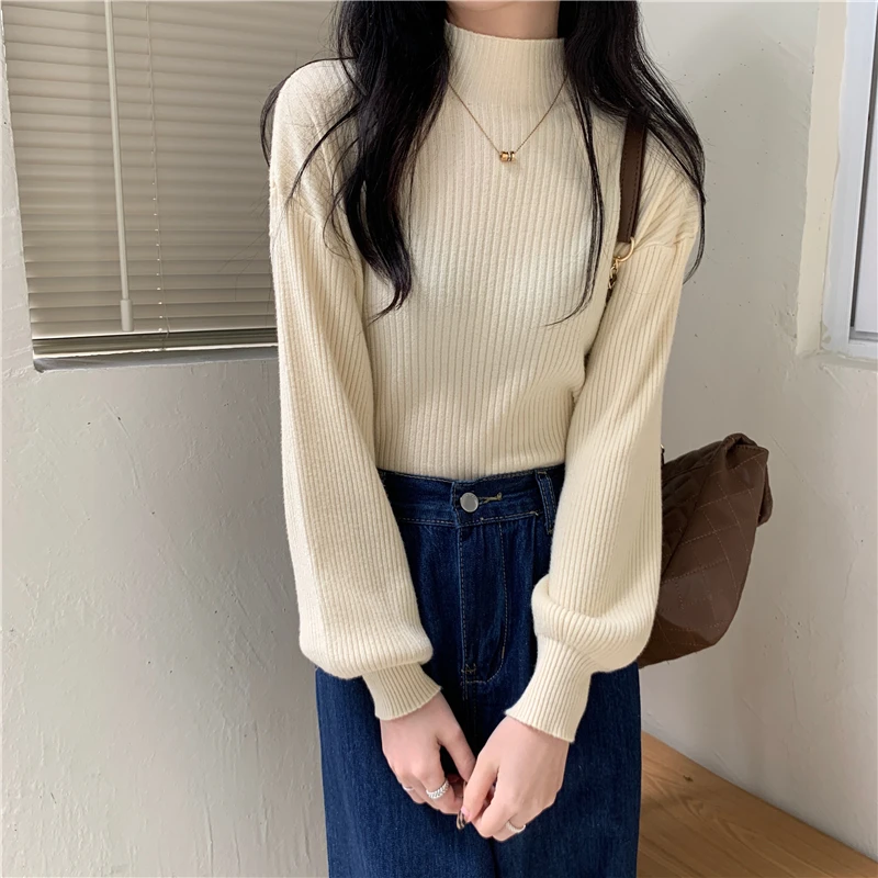 哺乳上衣秋冬新款内搭半高领辣妈长袖打底衫百搭针织毛衣洋气显瘦