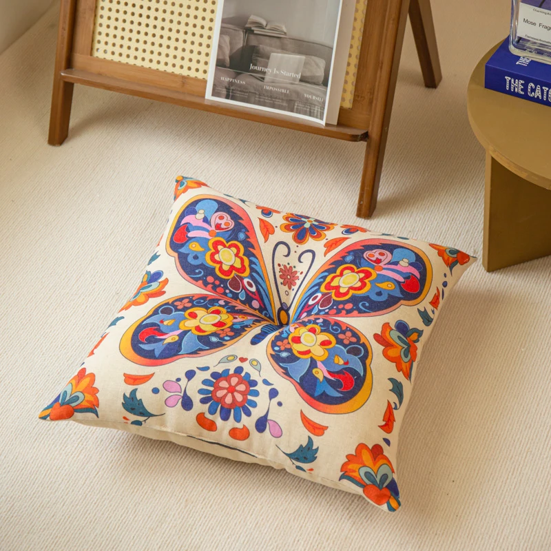 方形棉麻圆形坐垫轻奢餐桌茶几防滑方形垫子复古家用创意抱枕靠垫