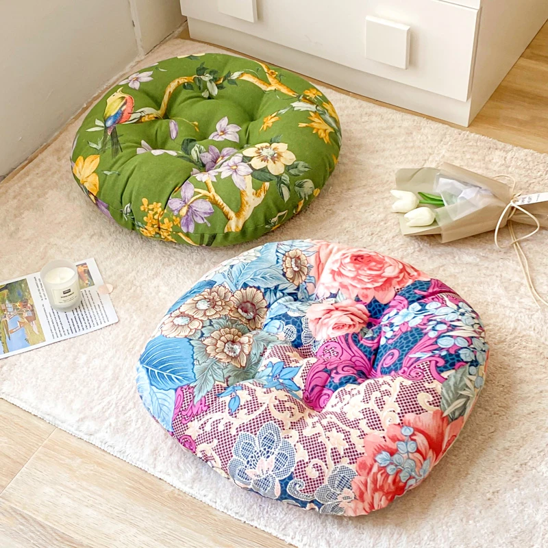 棉麻圆形椅子坐垫学生加厚垫子屁垫椅垫家用榻榻米地座软垫子厚款