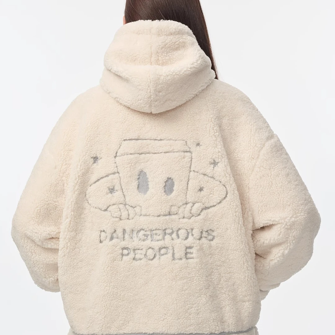 Dangerouspeople薛之谦dsp秋冬宽松趣味撞色绣花潮流百搭连帽外套