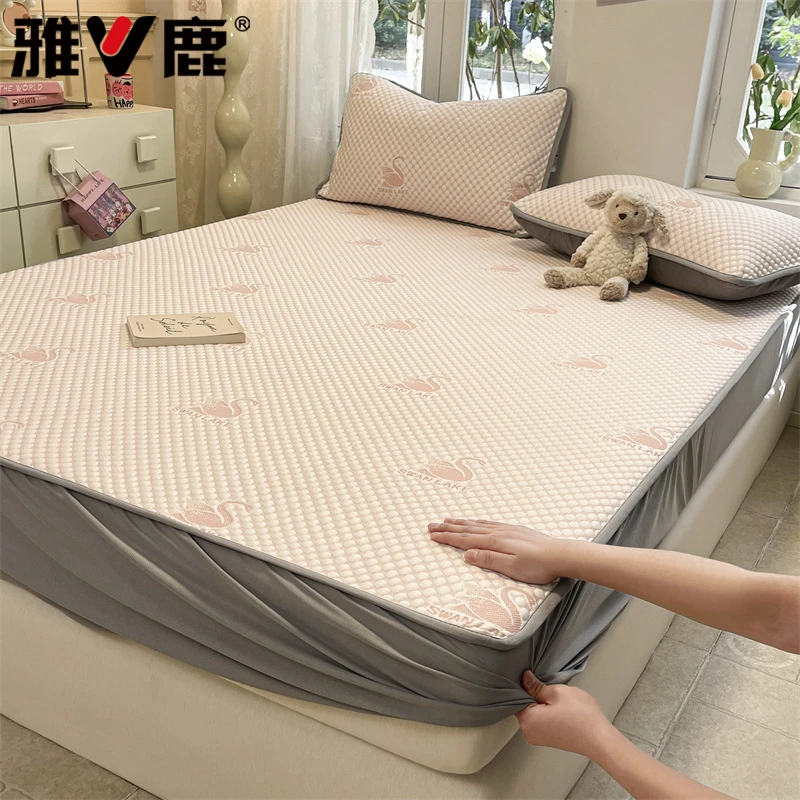 V/雅鹿新款A类凉豆豆凉席床笠款凉席冰丝席夏季冰丝凉席yl