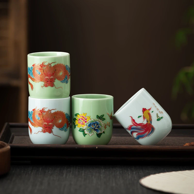 感温变色茶杯大号茶杯茶壶酒店餐厅饭店陶瓷水杯主人杯可乐杯