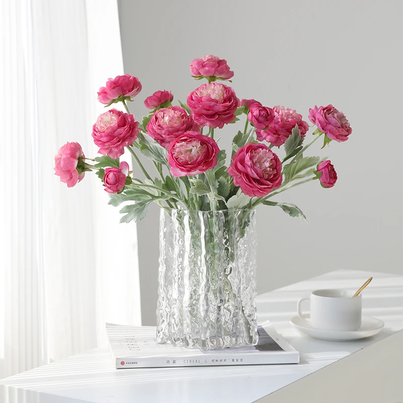 高档牡丹露莲花仿真花花束绢花室内客厅餐桌花插花摆件家居装饰品