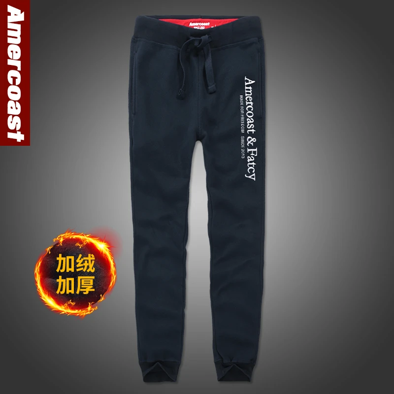 美洲海岸(品牌LOGO)出口卫裤男加绒摇粒绒款秋冬长裤裤子潮流K845