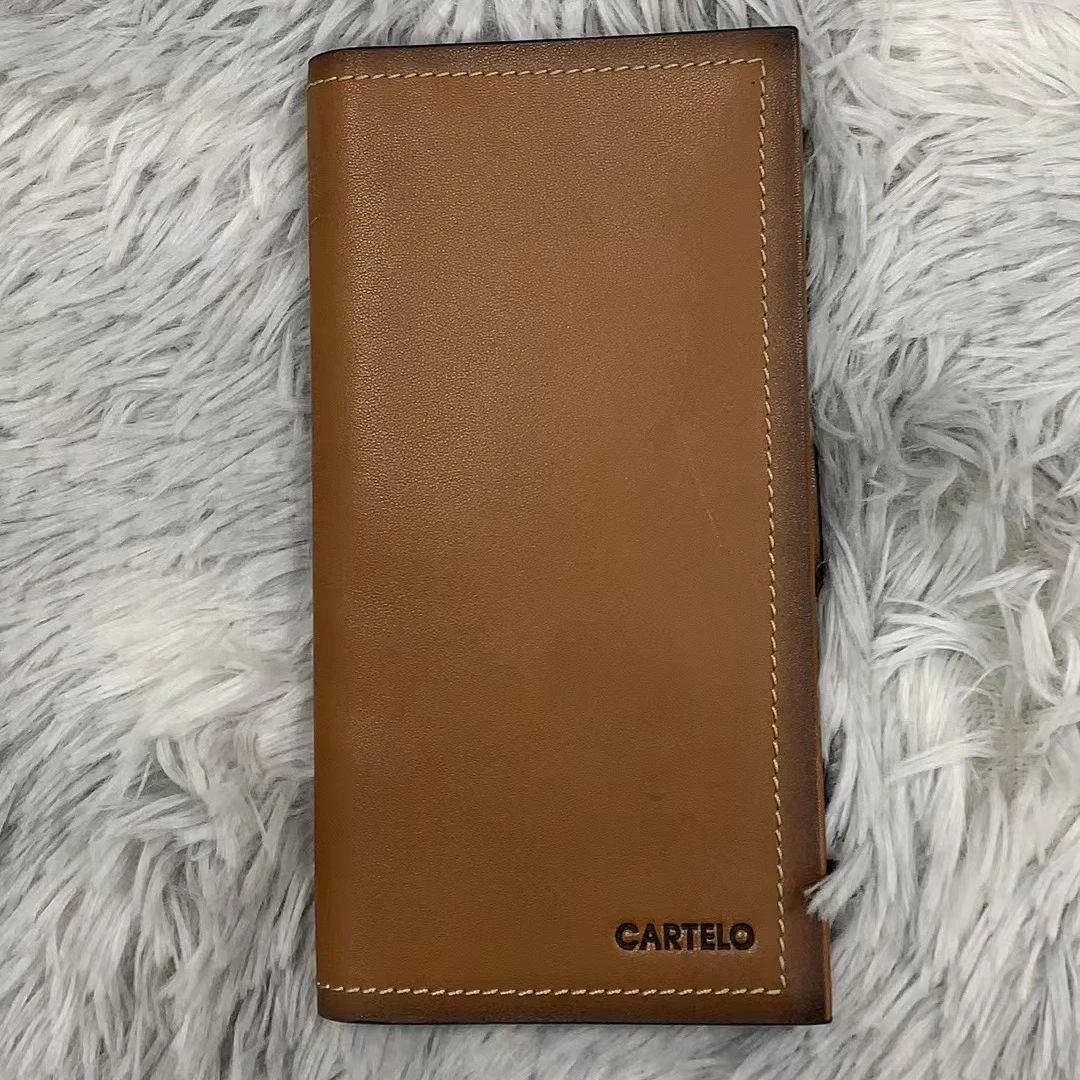 619-5341251-1头层牛皮钱包咖色西服夹长夹男士时尚多功能经典