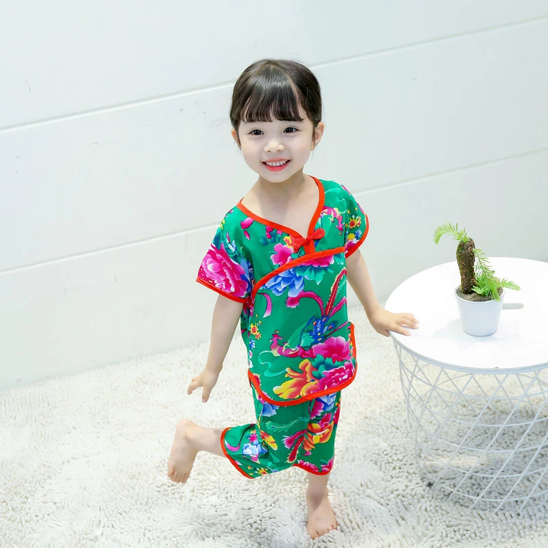 儿童套装女童短袖夏季民族风薄款短裤女宝幼儿国风中国风婴儿网红