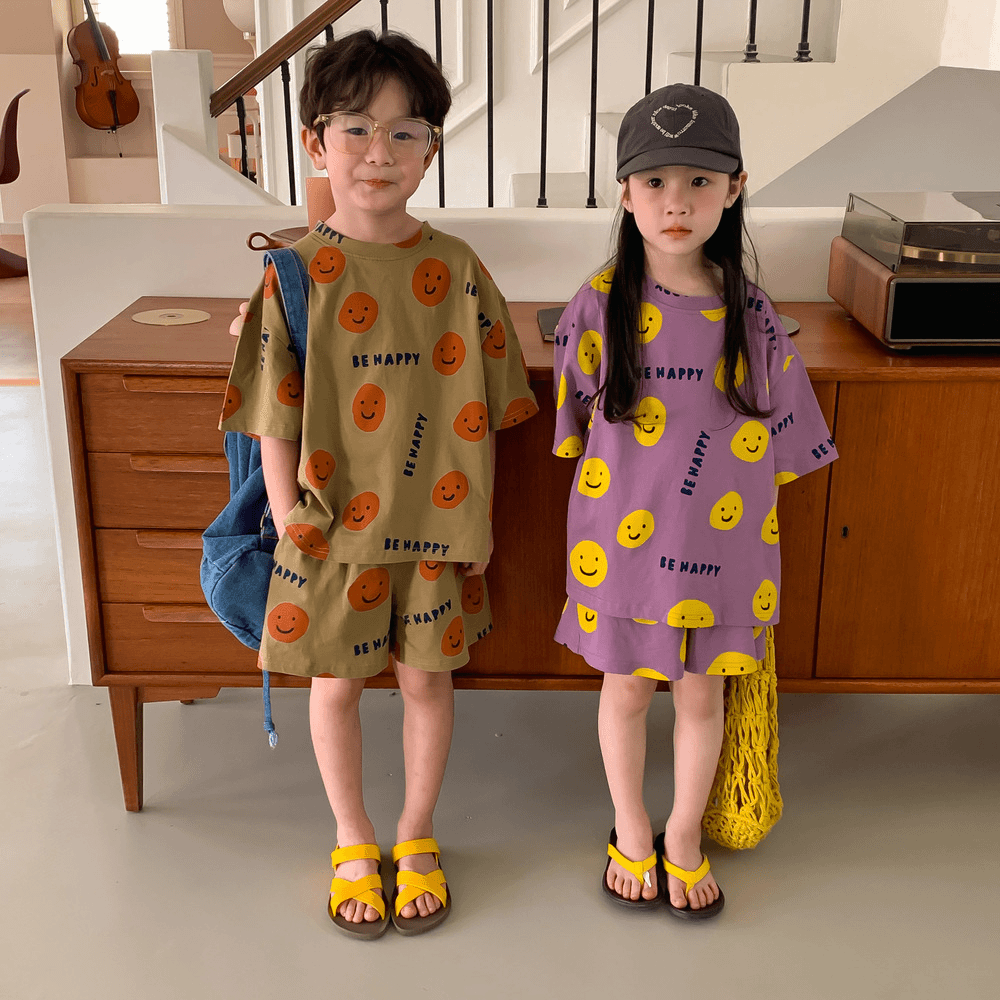 儿童套装童装洋气夏季薄款中大童休闲宽松印花韩版卡通短袖短裤