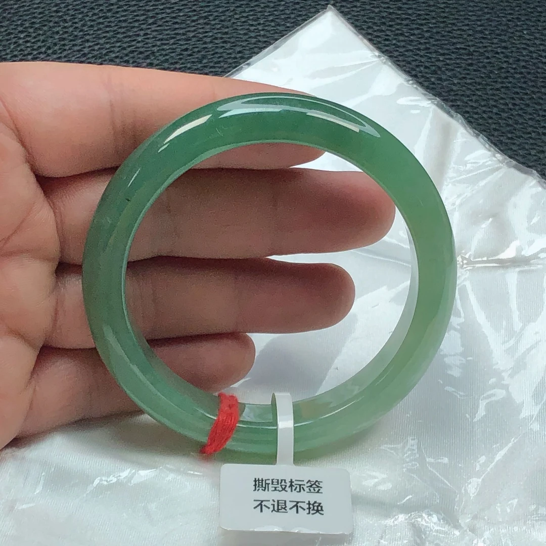 94855缅甸天然翡翠a货手镯56圈老坑水润飘绿玉镯女款少女妈妈时尚