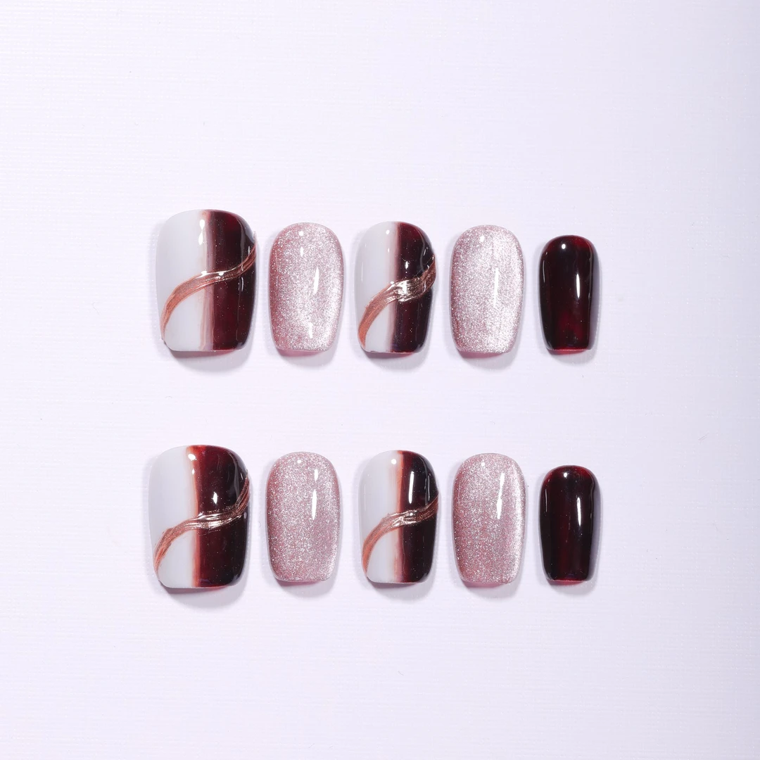 【太妃糖】小众美拉德猫眼纯手工穿戴甲小众设计师显白美甲F355