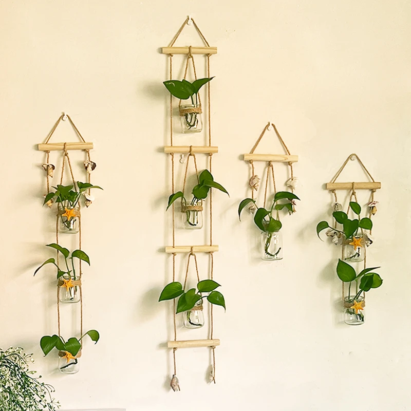 ins创意水培植物挂墙玻璃花瓶装饰挂件小吊瓶网红客厅布置用品