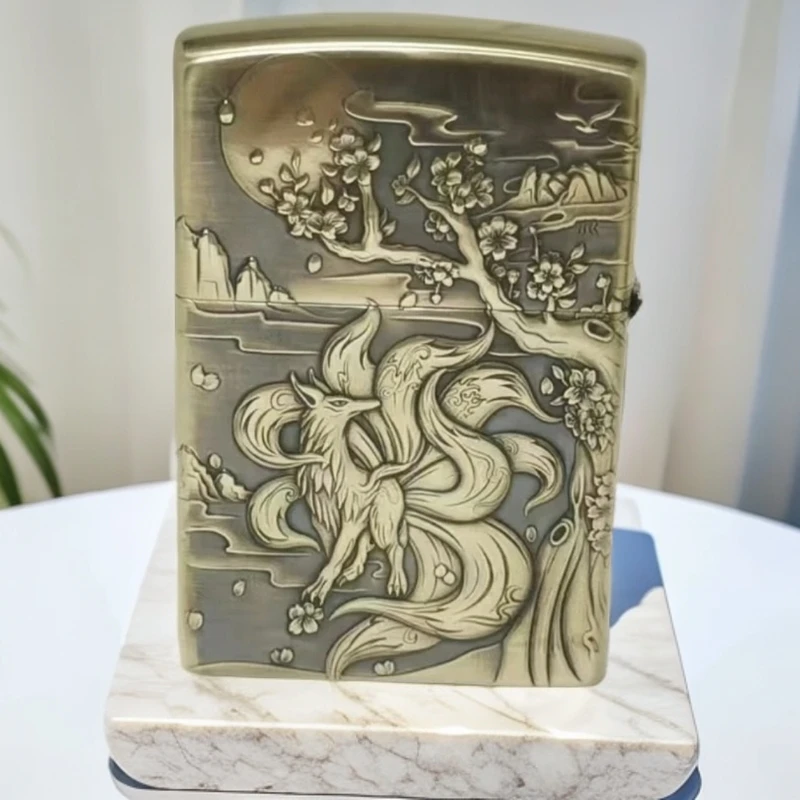 ZORR/佐罗九尾狐902s黄铜浮雕盔甲机煤油防风打火机