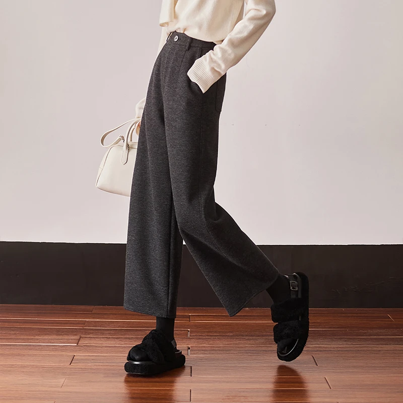 索菲丝尔通勤加厚休闲裤女2024冬季时尚宽松百搭显瘦阔腿裤441162