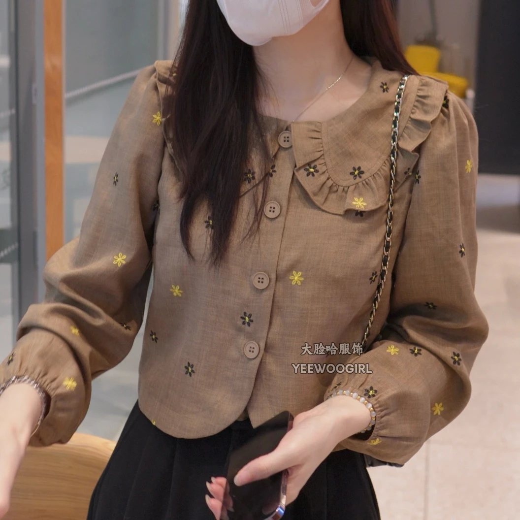 【大脸哈】温柔风娃娃领衬衫女2025新款设计感甜美衬衣百搭上衣