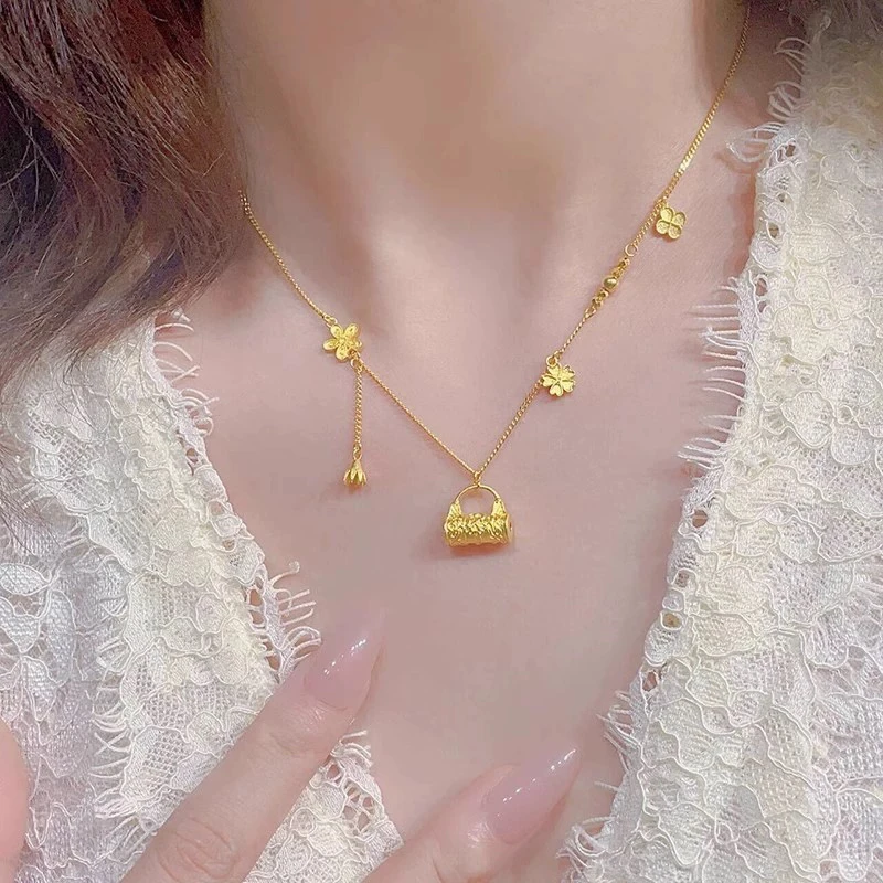 钛钢项链 103镀K金繁华似锦项链时尚气质百搭轻奢ins不掉色M扣